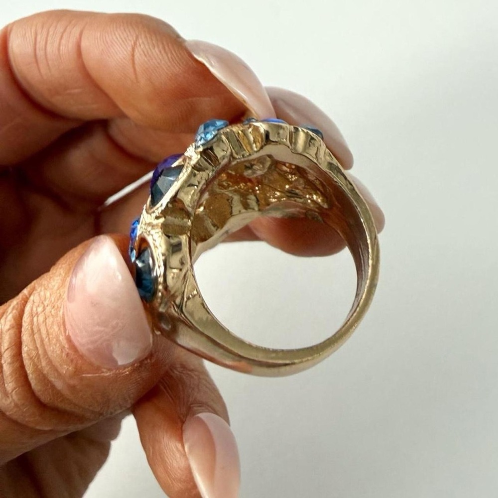 Gold & Blue Multi Stone Confetti Ring - Picture 4 of 6